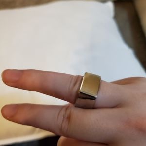 Stainless Steel Size 6 Silver Square Ring